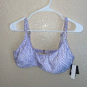 Lavendar purple Bikini Top tiger print NEW sz XL